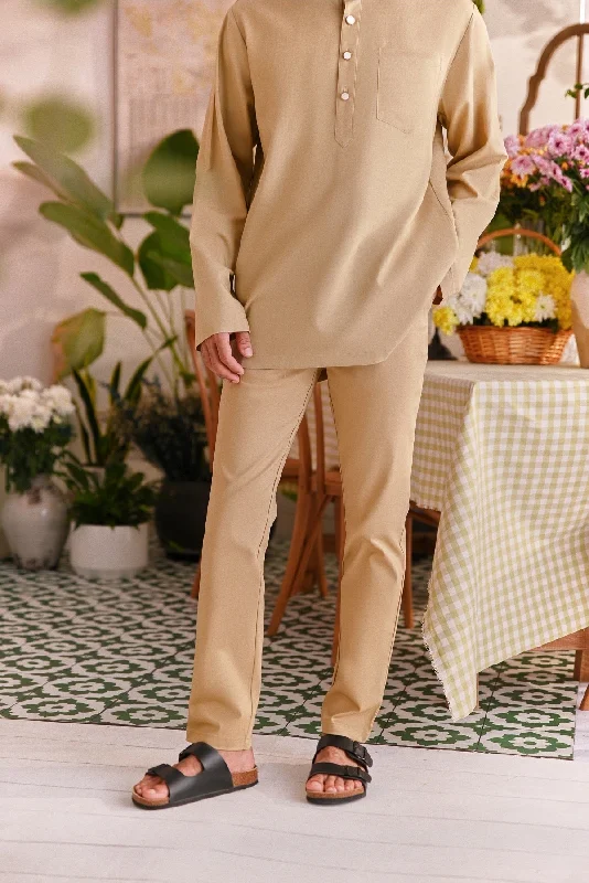 The Perfect Men Slim Fit Pants - British Khaki Warm Wool Trousers