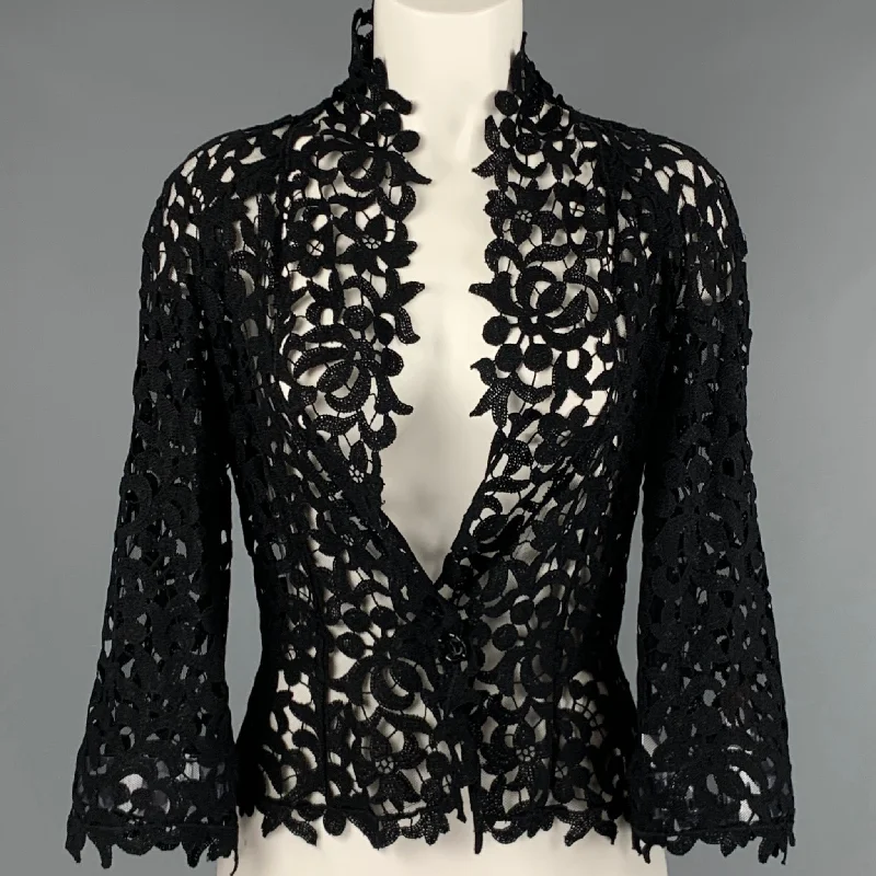 CHANEL Size M Black Single Button Jacket Oversized Jacket Tailored Jacket Straight Jacket