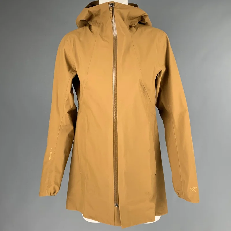 ARCTERYX Size XS Khaki Nylon Hooded Jacket Insulated Jacket Fitted Jacket Loose Jacket