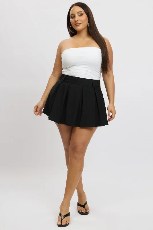 Black Pleated Mini Tennis Skirt athletic skirt fit