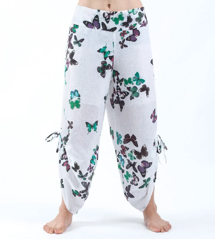Womens Butterfly Drawstring Legs Pants in Turquoise Stylish Harem Pants