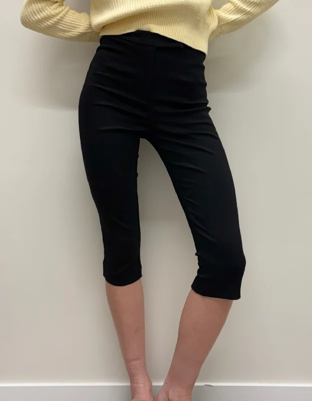 Sophia Capri Pant in Black Soft Stretch Trousers