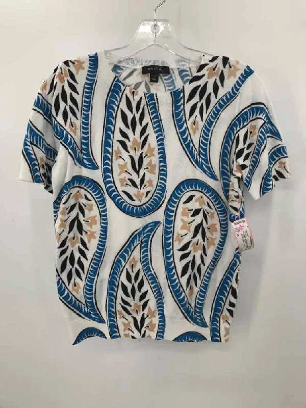 Pre-Owned Ann Taylor White Size XS Printed Sweater Chenille Blend Fleece Blend Nylon Blend