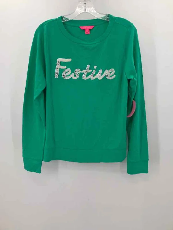Pre-Owned Lilly Pulitzer Green Size Medium Graphic Sweater Solid Color Striped Floral Print Pre-Owned Lilly Pulitzer Green Size Medium Graphic Sweater Solid Color Striped Floral Print