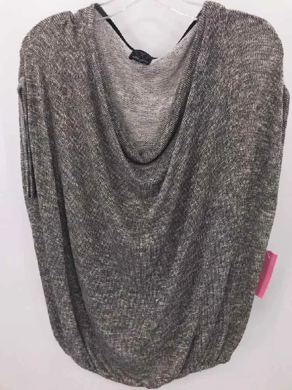 Pre-Owned Ella Moss Grey Size Medium Sweater Solid Color Striped Floral Print