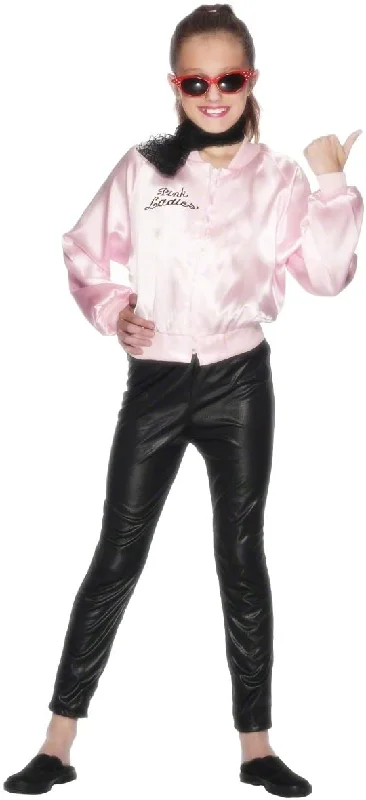 Smiffys Officially Licensed Grease Pink Ladies Jacket, S - 4-6 years Front Pockets Side Pockets Patch Pockets