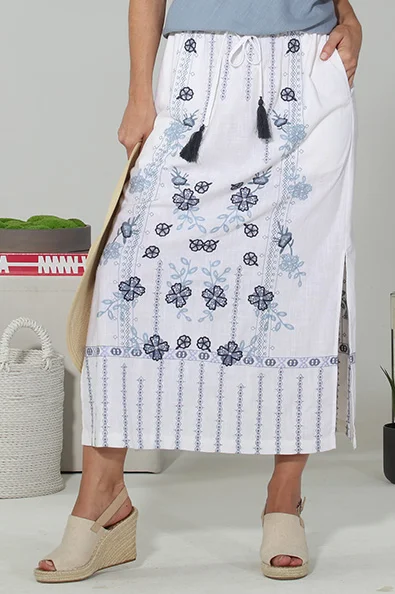 White Maxi Linen Skirt leather skirt bold