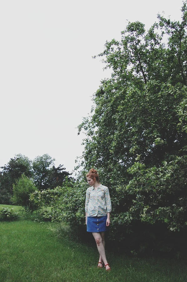 Anna Allen - Denim Button Up Skirt - PDF Sewing Pattern linen skirt light