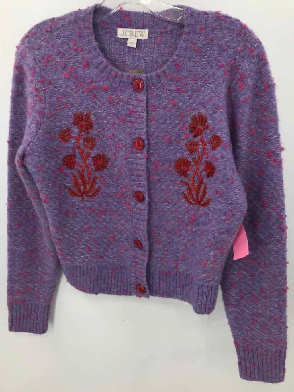 Pre-Owned J Crew Purple Size Small Knit Sweater Jersey Fabric Tulle Fabric Batik Fabric