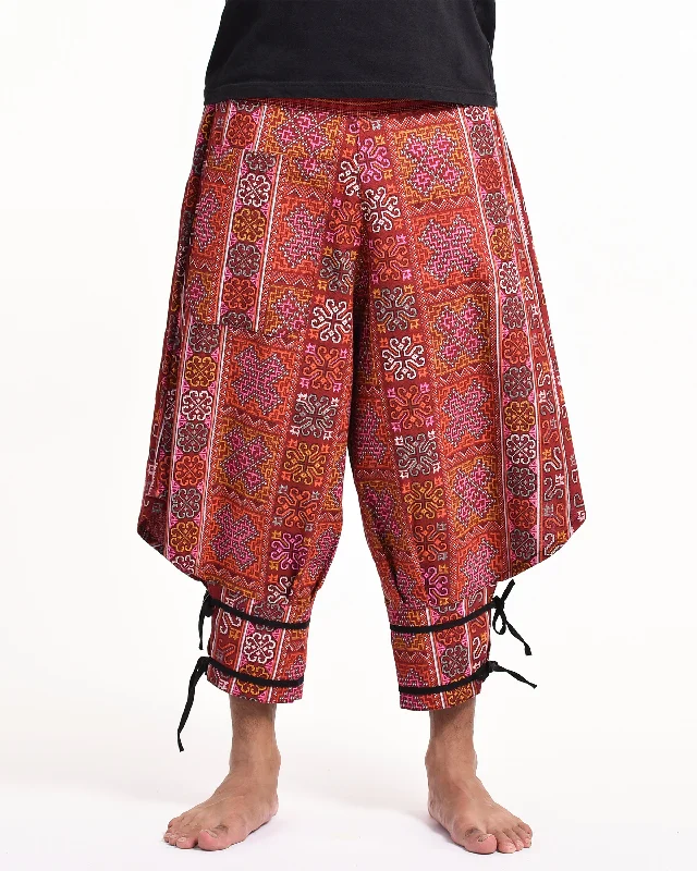 Clovers Thai Hill Tribe Fabric Harem Pants with Ankle Straps in Red Chic Checkered Pants Clovers Thai Hill Tribe Fabric Harem Pants with Ankle Straps in Red Chic Checkered Pants