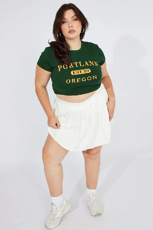 White Pleat Tennis Skirt Shorts Underneath denim skirt stylish