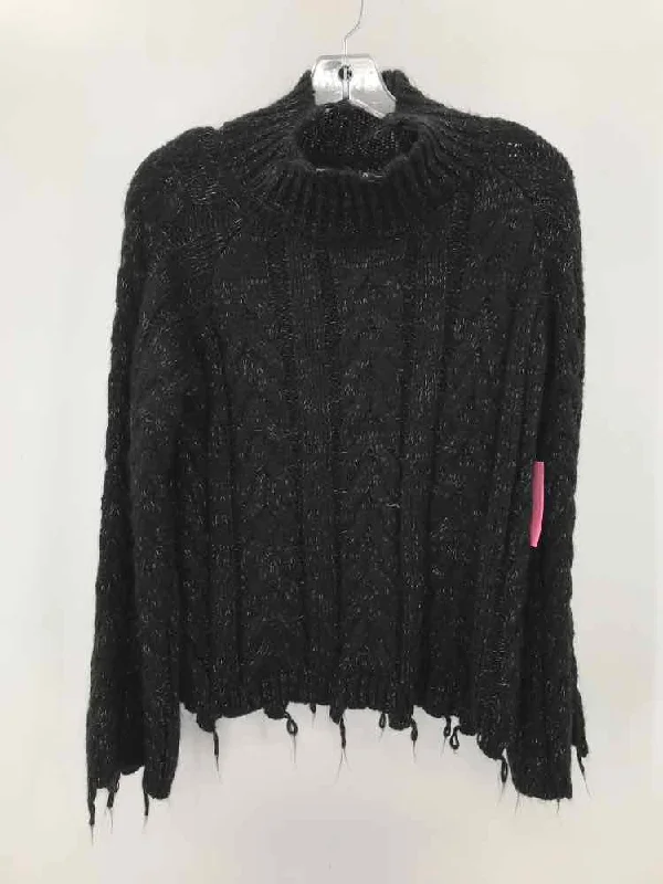 Pre-Owned Elan Black Size Medium Sweater Jersey Fabric Tulle Fabric Batik Fabric