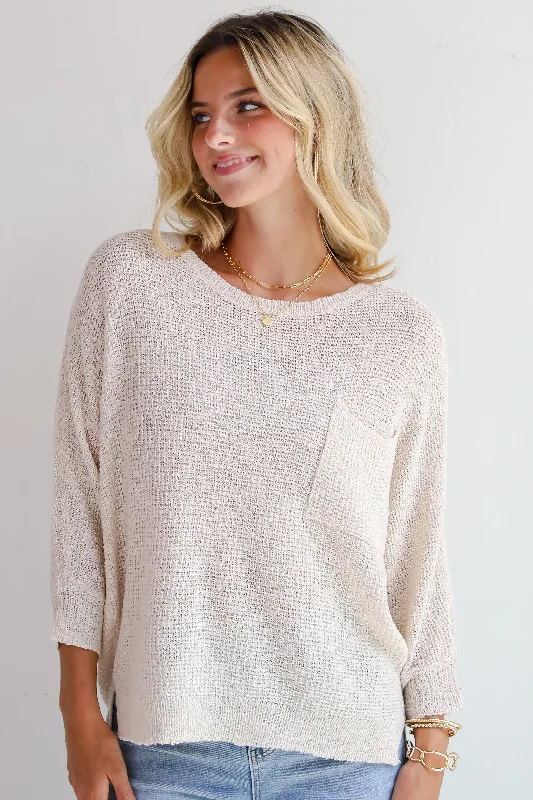 Mood Setter Lightweight Knit Sweater Glossy Satin Silk
