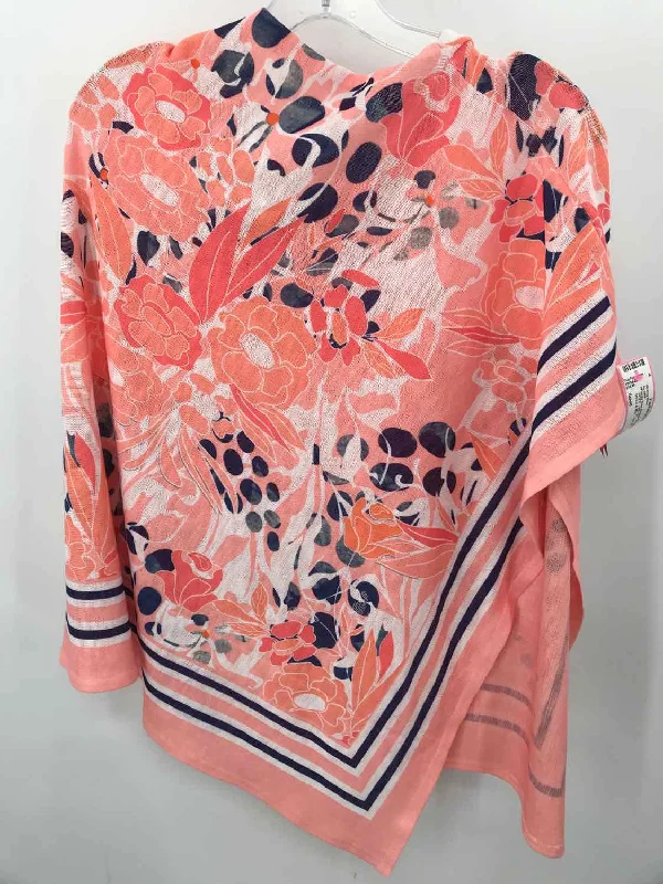 Pre-Owned Whimsy Rose Orange Size Small Poncho Sweater Ribbed Striped Patterned