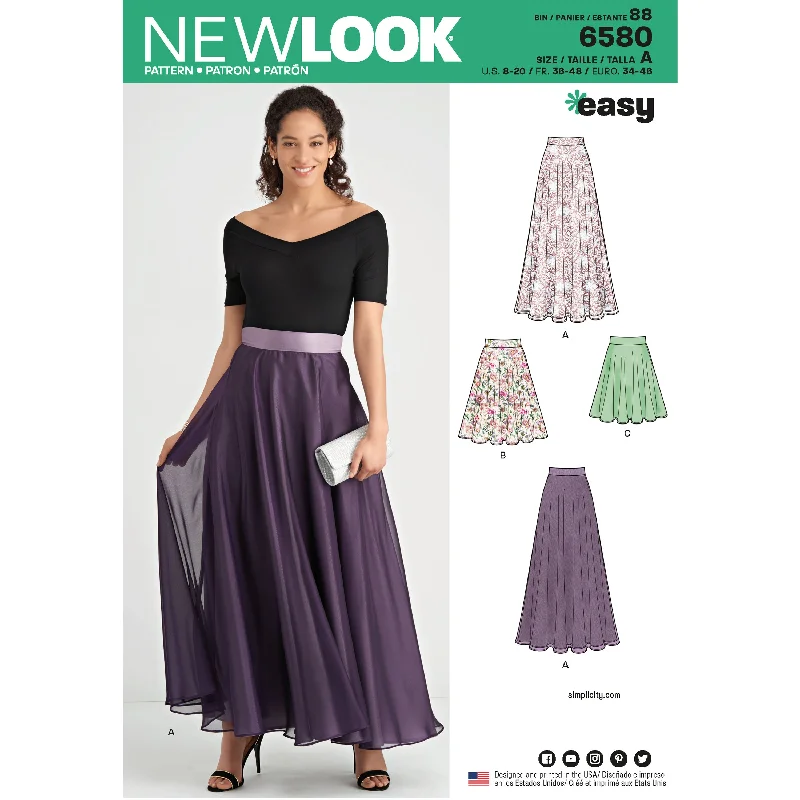 Newlook Pattern 6580 Misses' Circle Skirt chiffon skirt flowing