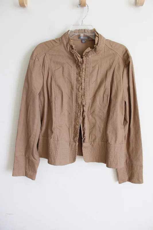 Apt.9 Stretch Brown Jacket | L Cotton Jacket Linen Jacket Terry Jacket