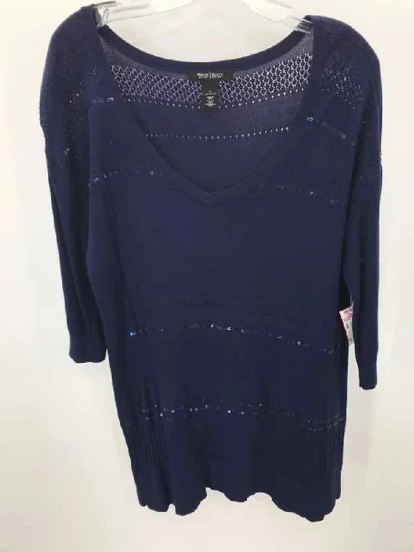 Pre-Owned WHBM Blue Size Large Sweater Spandex Rayon Corduroy