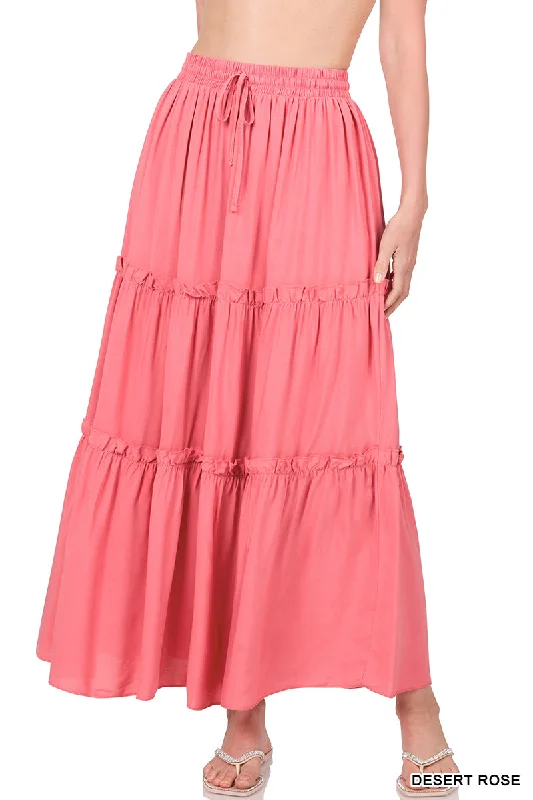 Tiered Skirt asymmetrical skirt cut