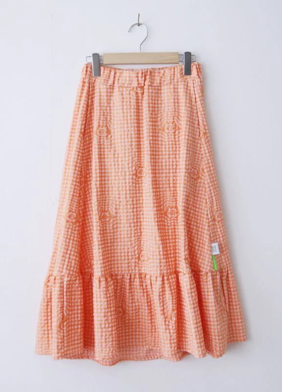Gingham Ruffle Skirt ribbed skirt waist