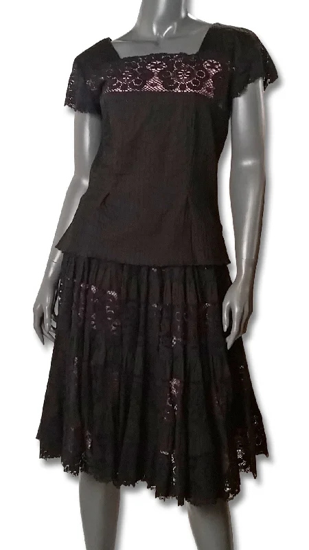 Black Pintuck/Lace 1960s Skirt and Top cashmere skirt soft