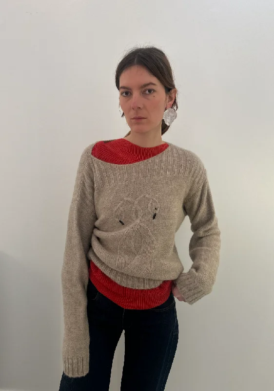 Swan Cable Knit Sweater - PREORDER Chenille Brocade Lace