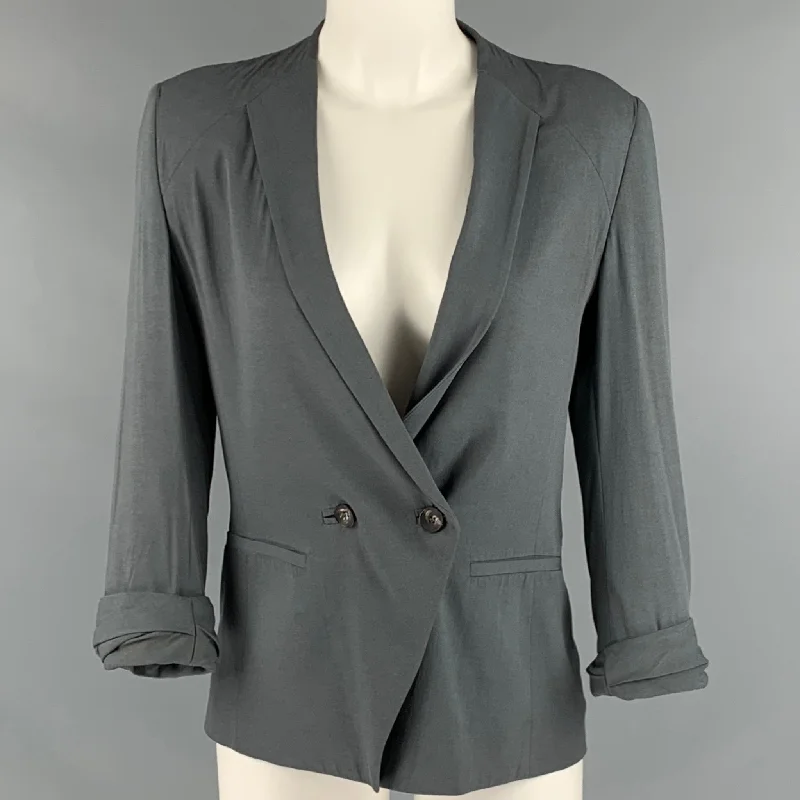 HELMUT LANG Size 2 Grey Viscose Elastane Jacket Lace Jacket Ribbed Jacket Sequined Jacket