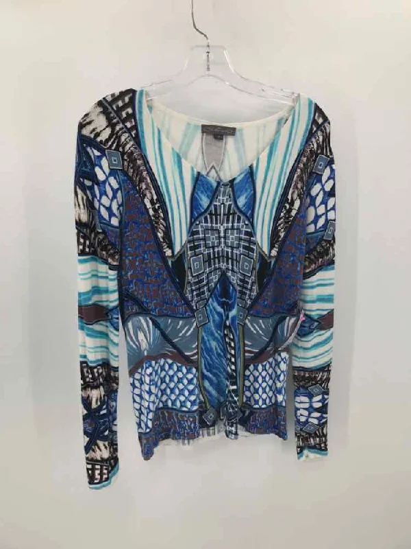 Pre-Owned Metric Knits Blue Size Medium Sweater Sequined Glittery Shiny