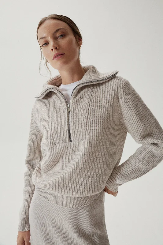 The Merino Wool Half-zip Sweater Houndstooth Herringbone Solid