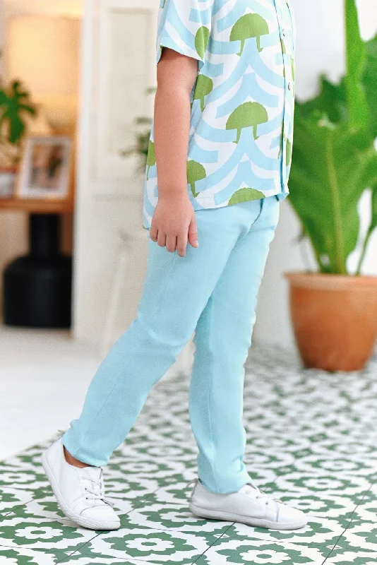 The Perfect Slim Fit Pants - Light Blue Lightweight Linen Pants