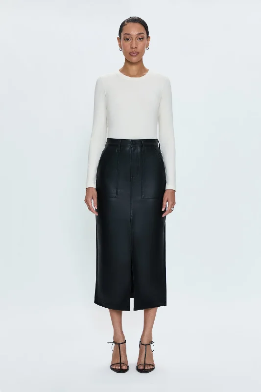 Alice Midi Skirt - Slate Black corduroy skirt textured
