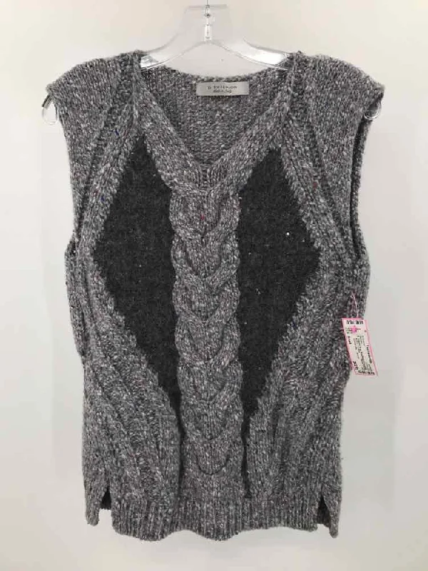 Pre-Owned D. Exterior Grey Size Small Sleeveless Sweater Houndstooth Herringbone Solid