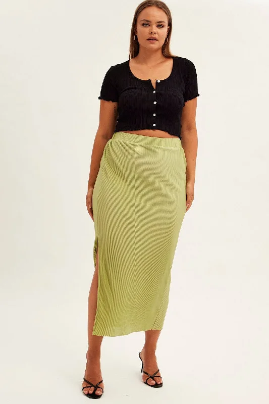 Green Midi Skirt Midi Split slim fit skirt
