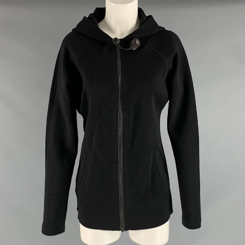 BALENCIAGA Size M Black Wool Solid Hooded Jacket Anorak Shell Jacket Lightweight Jacket