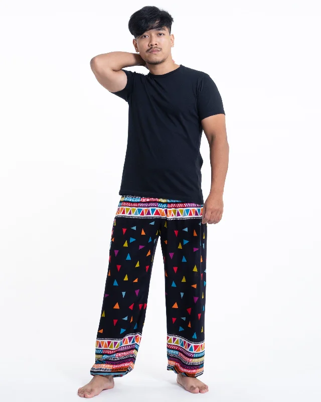 Unisex Triangles Harem Pants in Black High-Waist Yoga Pants