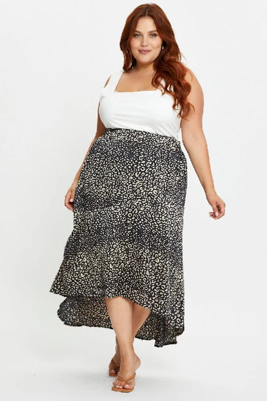 Animal Print Midi Satin Skirt lace skirt romantic