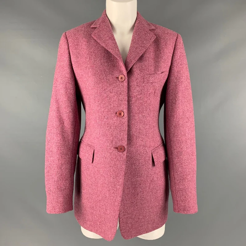 FACONNABLE Size 8 Purple Raspberry Wool Single Breasted Jacket Denim Jacket Leather Jacket Suede Jacket