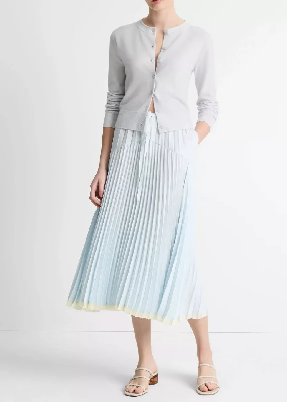 Pleated Tiered Satin Skirt cashmere skirt soft