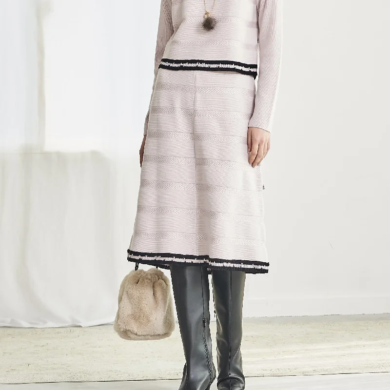 DiDi Guranjie herringbone milano skirt in greyish pink chiffon skirt delicate