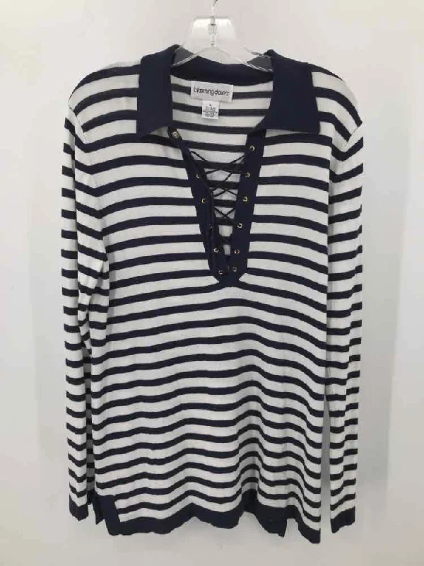 Pre-Owned Bloomingdales White Size XL Stripe Sweater Fleece Sweater Nylon Polyester