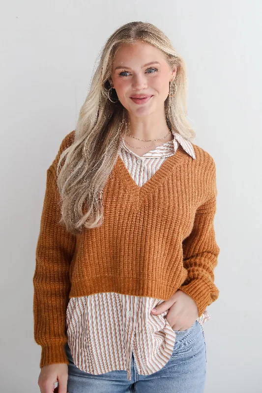 FINAL SALE - Seasonally Posh Brown Sweater Vest Blouse Lightweight Heavyweight Midweight