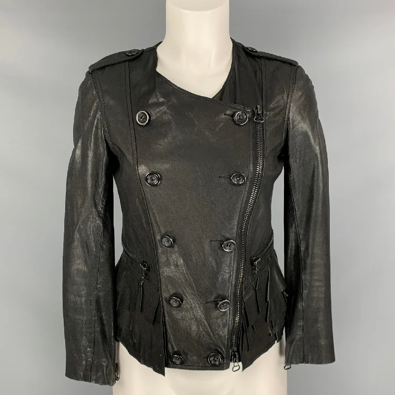 3.1 PHILLIP LIM Size S Black Double Breasted Jacket Collared Jacket Crew Neck Jacket Turtle Neck Jacket