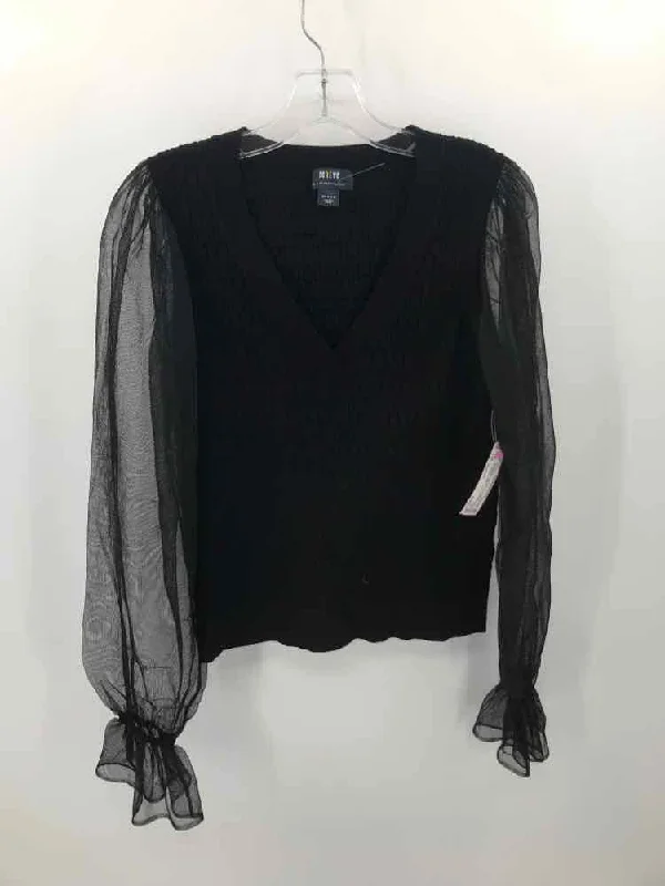 Pre-Owned Maeve Black Size Medium Sweater Houndstooth Herringbone Solid