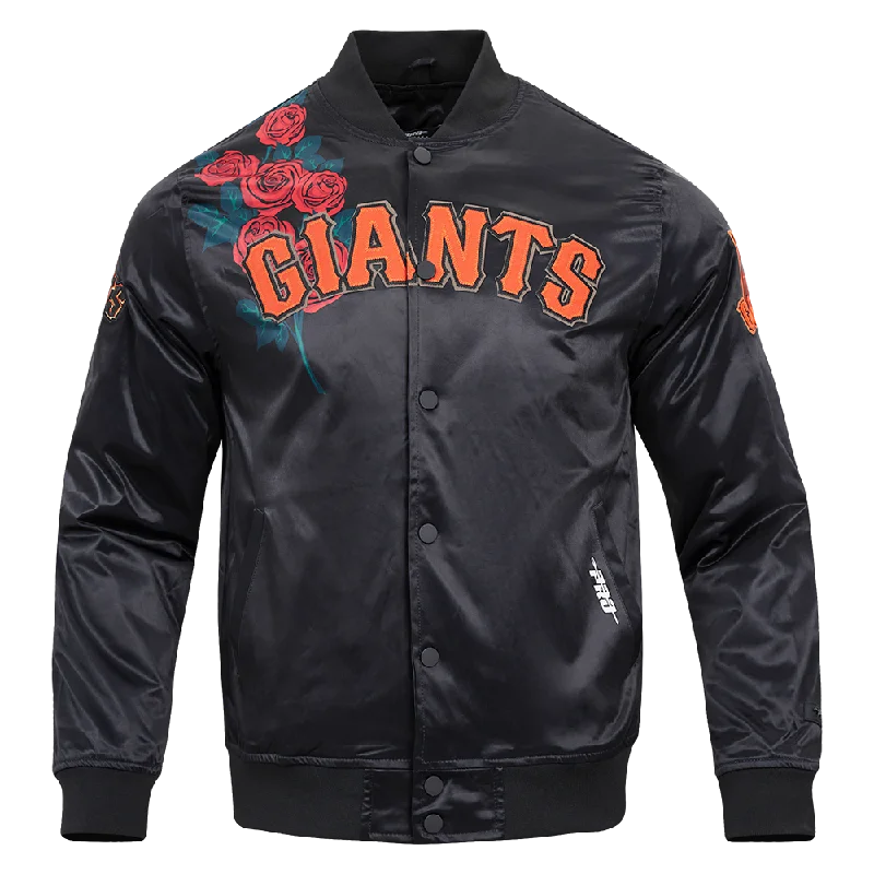 CHAMARRA MLB SAN FRANCISCO GIANTS ROSES SATIN JACKET Denim Fabric Leather Fabric Suede Fabric