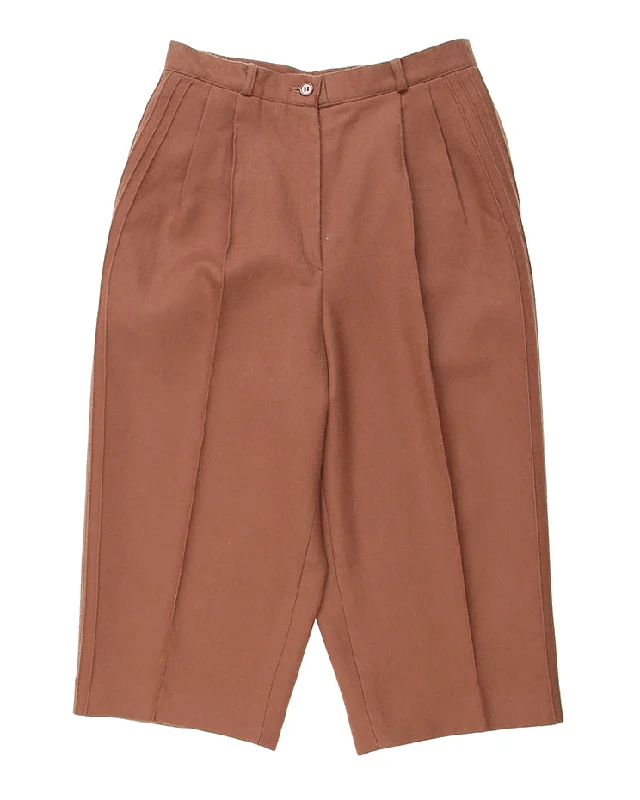 Vintage Brown Wool Crop Leg Pants - W26 Cozy Fitted Pants