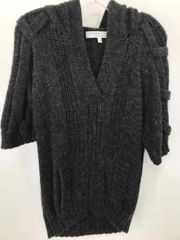 Pre-Owned Trina Turk Gray Size Medium Sweater Seamless Knitted Crochet