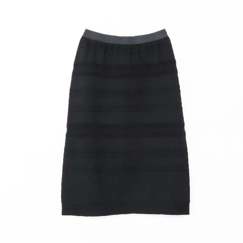 DiDi Guranjie Geometric Striped Knit Skirt (Black) lace skirt feminine