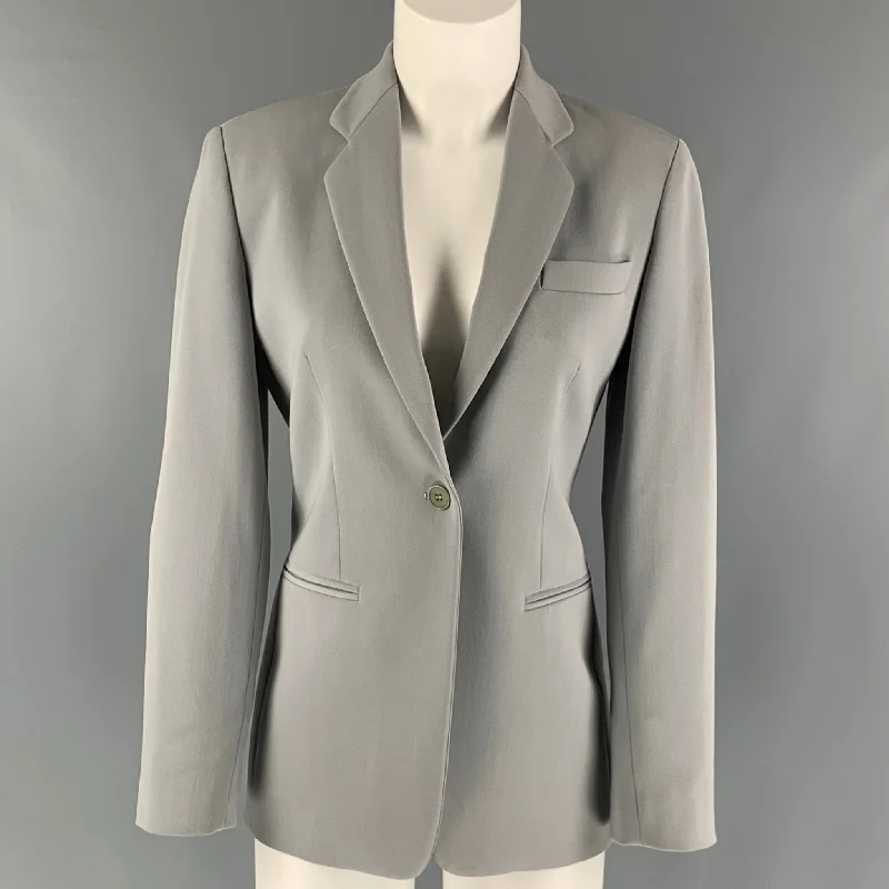 EMPORIO ARMANI Size 2 Grey Mint Polyester Blend Jacket Fitted Jacket Loose Jacket Oversized Jacket