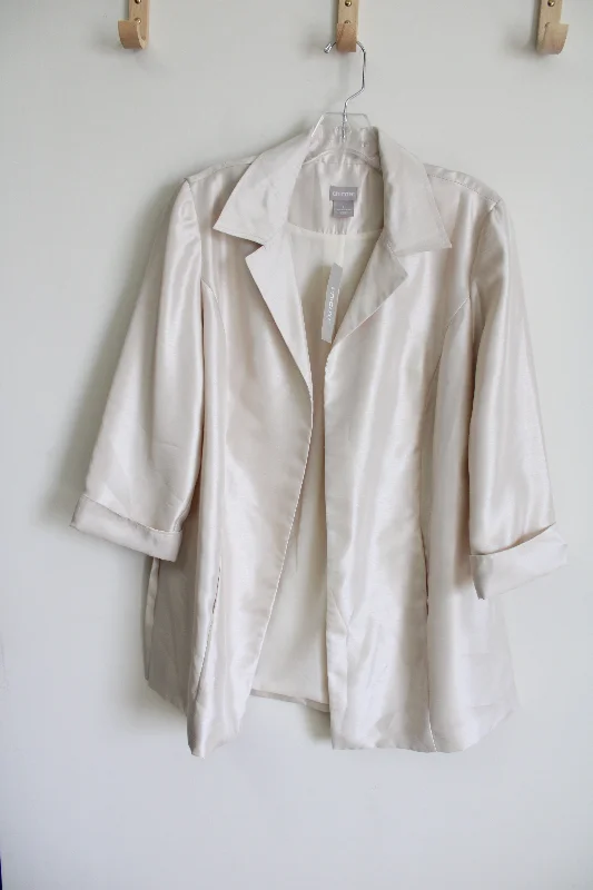 NEW Chico's Natural Cream Subtle Shine Topper Jacket | 1 (M/8-10) V-Neck Jacket Boat Neck Jacket Square Neck Jacket