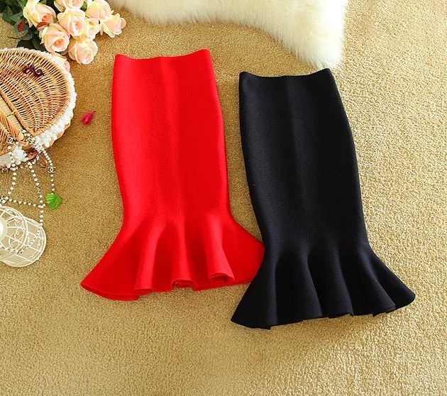 New Arrival Korean Style Women Fashion Skirts Wrap Hip Young Lady Fishtail Skirts Sexy Woman Slim Knitted Skirt boho skirt vibe