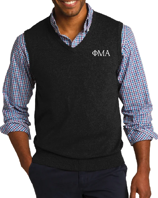 Sweater Vest - Black, Greek Letters Embroidered Appliqued Beaded